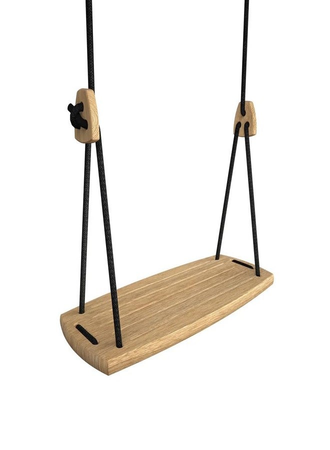 Keebori Grand Swing Wooden Tree Swing, Premium Oak Board with Black Nylon Rope, Indoor Outdoor Garden Hanging Seat by KEEBORI (Black Rope) - Image 1